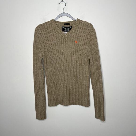 Abercrombie And Fitch Sweater Mens XL Tan Ribbed Knit Muscle Pullover Preppy Y2K - Picture 12 of 12